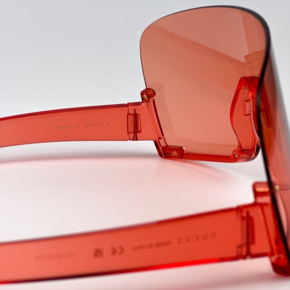 Gucci GG1631S 001 Sunglasses Transparent Red Light Red Shield Unisex GG 1631S - Picture 10 of 11